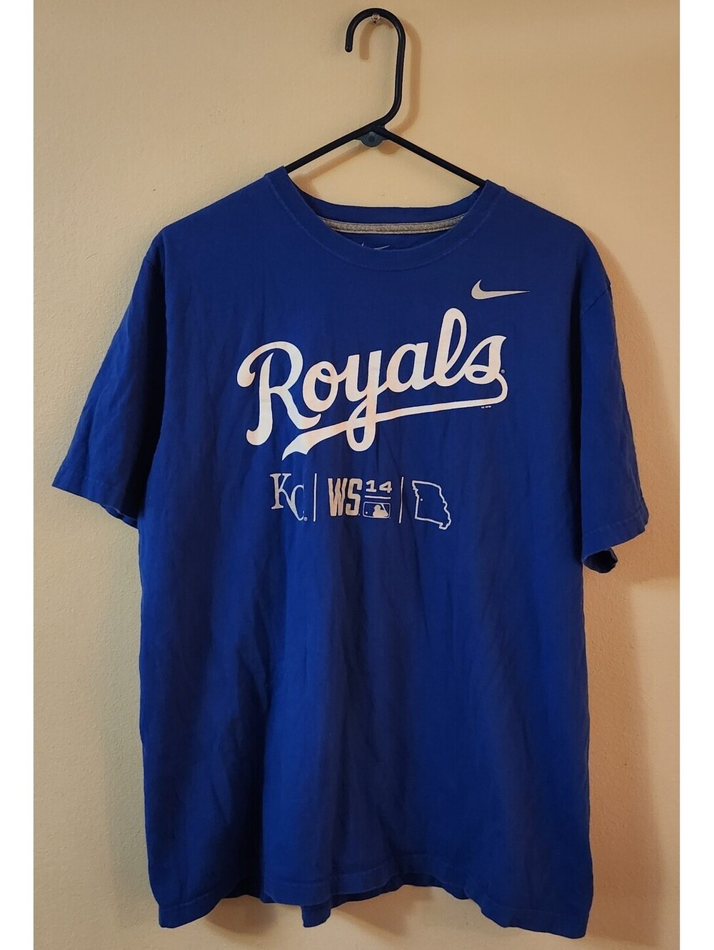 Kansas City Royals Shirt Mens XL Nike 2014 World Series Blue Graphic T-Shirt